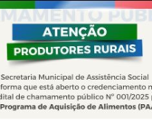 Prefeitura de Itupiranga abre credenciamento de agricultores familiares para o Programa de Aquisição de Alimentos (PAA)